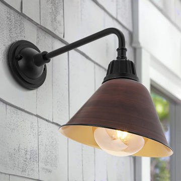 Croydon 9.63"  Farmhouse Industrial Indoor/Outdoor Iron LED Gooseneck Arm Outdoor Sconce